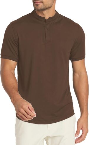 Mens Golf Polo Henley Shirts Short Sleeve Performance Dry Fit Moisture Wicking Classic Casual Business Golf Shirts for Men in Saudi Arabia