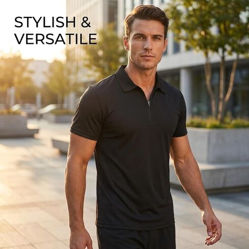 Mens Quick Dry Polo Shirts Short Sleeve Golf Shirts Active Workout Collared Tee Shirt in Kuwait