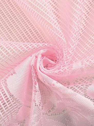 Jayla Pink Semi-Sheer Floral Lace Curtain Swag for Kitchen Half Window Bathroom Decoration Rod Pocket,39 x 39 Inch, 1 Panel in Saudi Arabia