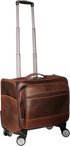 KomalC Leather Rolling Briefcase for Men – Wheeled Laptop Bag with 21" Trolley Handle, Premium Buffalo Leather Business Travel Case in Kuwait