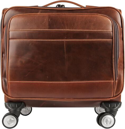 KomalC Leather Rolling Briefcase for Men – Wheeled Laptop Bag with 21" Trolley Handle, Premium Buffalo Leather Business Travel Case in Kuwait