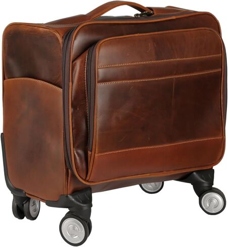 KomalC Leather Rolling Briefcase for Men – Wheeled Laptop Bag with 21" Trolley Handle, Premium Buffalo Leather Business Travel Case in Kuwait