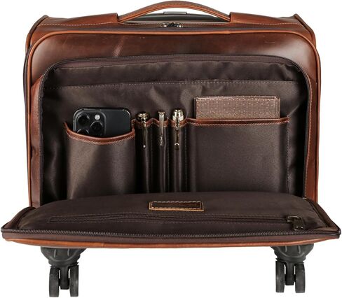 KomalC Leather Rolling Briefcase for Men – Wheeled Laptop Bag with 21" Trolley Handle, Premium Buffalo Leather Business Travel Case in Kuwait