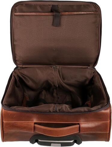 KomalC Leather Rolling Briefcase for Men – Wheeled Laptop Bag with 21" Trolley Handle, Premium Buffalo Leather Business Travel Case in Kuwait