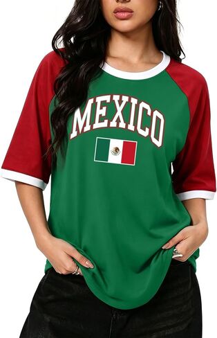 Mexico Shirts for Women Mexico Flag Shirt Oversized Graphic Tees Casual Vacation Short Sleeve Cotton Tops in Saudi Arabia