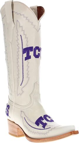 Vaccari Women's Naomi Genuine Leather NCAA League Embroidery Snip Toe Cowgirl Boots in Saudi Arabia