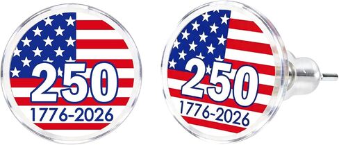 4th of July Earrings for Women United States 250th Anniversary Merchandise 1776-2026 250 Years American Flag Stripe Star Earrings Patriotic Red White Blue Independence Day Jewelry in Kuwait