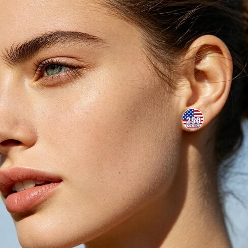 4th of July Earrings for Women United States 250th Anniversary Merchandise 1776-2026 250 Years American Flag Stripe Star Earrings Patriotic Red White Blue Independence Day Jewelry in Kuwait