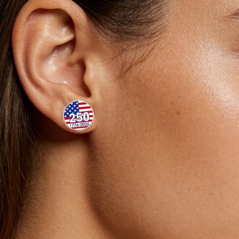 4th of July Earrings for Women United States 250th Anniversary Merchandise 1776-2026 250 Years American Flag Stripe Star Earrings Patriotic Red White Blue Independence Day Jewelry in Kuwait