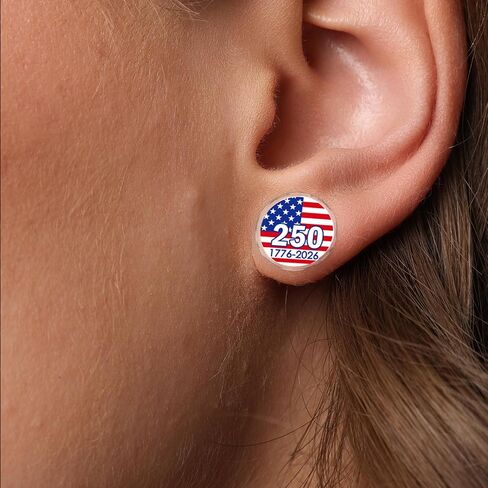 4th of July Earrings for Women United States 250th Anniversary Merchandise 1776-2026 250 Years American Flag Stripe Star Earrings Patriotic Red White Blue Independence Day Jewelry in Kuwait