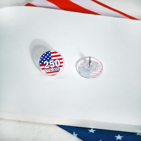 4th of July Earrings for Women United States 250th Anniversary Merchandise 1776-2026 250 Years American Flag Stripe Star Earrings Patriotic Red White Blue Independence Day Jewelry in Kuwait