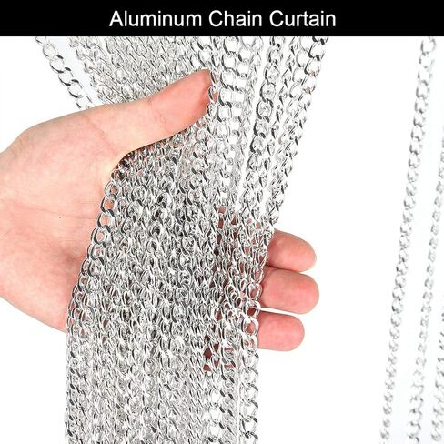 Aluminum Chain Curtain Kit Preventing, for Home Office Decor, Silver 84.4x35.4in in Kuwait