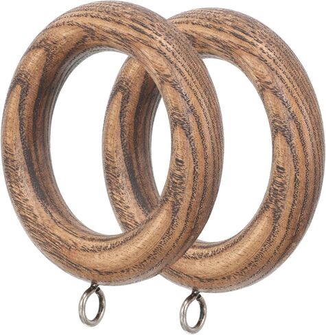 Ipetboom Wooden Curtain Rings Set of 2 Decorative Drapes Hanging Rings for Roman Rods Household Curtain Accessories Easy Installation in Kuwait