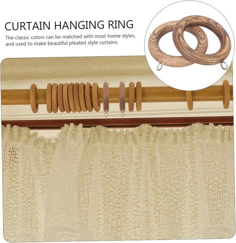 Ipetboom Wooden Curtain Rings Set of 2 Decorative Drapes Hanging Rings for Roman Rods Household Curtain Accessories Easy Installation in Kuwait