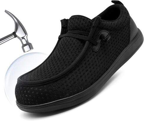 Steel Toe Shoes for Men Work Safety Shoes Wide Toe Walking Loafers Puncture Proof Construction Slip On Sneakers Lightweight Comfortable in Saudi Arabia