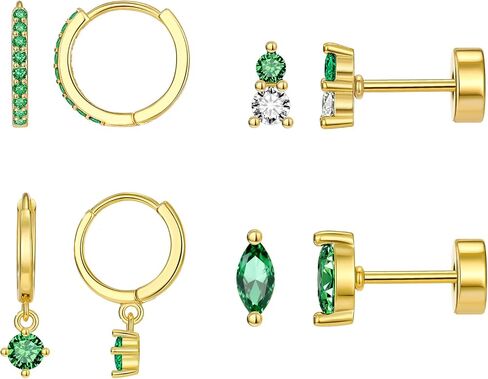 Flat Back Earrings Set for Women Small Gold Stud Hoops Cartilage Piercing Earrings for Sensitive Ears Hypoallergenic Surgical Steel Jewelry in Saudi Arabia