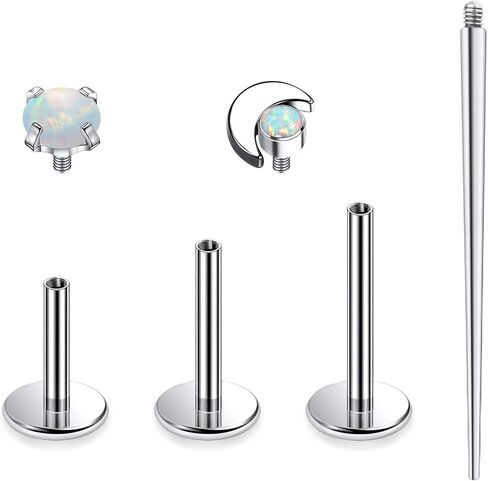 Ruifan Titanium Flat Back Lip Rings Internally Threaded Earrings Studs Nose Rings 16G Moon Star Tragus Cartilage Lobe Rook Helix Conch Labret Medusa Piercing Jewelry for Women Men W Piercing Taper Set in Kuwait