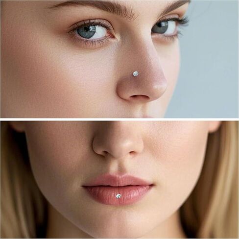 Ruifan Titanium Flat Back Lip Rings Internally Threaded Earrings Studs Nose Rings 16G Moon Star Tragus Cartilage Lobe Rook Helix Conch Labret Medusa Piercing Jewelry for Women Men W Piercing Taper Set in Kuwait