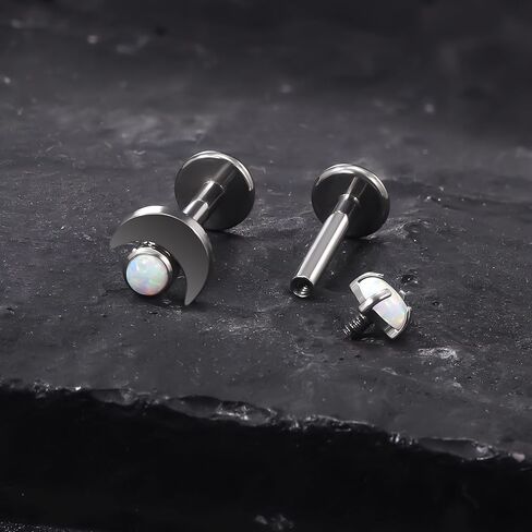 Ruifan Titanium Flat Back Lip Rings Internally Threaded Earrings Studs Nose Rings 16G Moon Star Tragus Cartilage Lobe Rook Helix Conch Labret Medusa Piercing Jewelry for Women Men W Piercing Taper Set in Kuwait