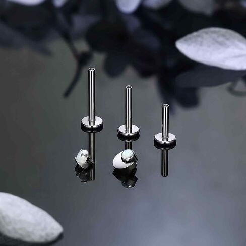 Ruifan Titanium Flat Back Lip Rings Internally Threaded Earrings Studs Nose Rings 16G Moon Star Tragus Cartilage Lobe Rook Helix Conch Labret Medusa Piercing Jewelry for Women Men W Piercing Taper Set in Kuwait