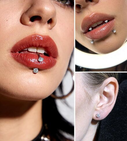 12Pcs 16G Internally Threaded Labret Studs 316L Surgical Steel CZ Flat Back Lip Rings Helix Tragus Cartilage Earrings Hypoallergenic Body Piercing Jewelry for Women Dainty Ear Lobe Conch Medusa Monroe (Multi-Pack/Set) in Kuwait