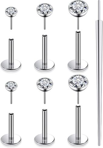 20G 18G 16G F136 Titanium Threadless Flat Back Earrings Nose Studs Tragus Forward Helix Conch Cartilage Lobe Earrings Medusa Labret Snake Bite Monroe Lip Ring Piercing Jewelry For Women Men in Kuwait
