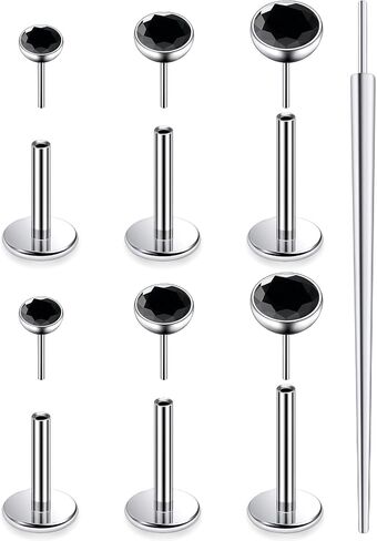 20G 18G 16G F136 Titanium Threadless Flat Back Earrings Nose Studs Tragus Forward Helix Conch Cartilage Lobe Earrings Medusa Labret Snake Bite Monroe Lip Ring Piercing Jewelry For Women Men in Kuwait