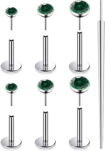 20G 18G 16G F136 Titanium Threadless Flat Back Earrings Nose Studs Tragus Forward Helix Conch Cartilage Lobe Earrings Medusa Labret Snake Bite Monroe Lip Ring Piercing Jewelry For Women Men in Kuwait