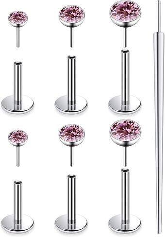 20G 18G 16G F136 Titanium Threadless Flat Back Earrings Nose Studs Tragus Forward Helix Conch Cartilage Lobe Earrings Medusa Labret Snake Bite Monroe Lip Ring Piercing Jewelry For Women Men in Kuwait