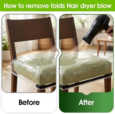 4 Pcs Clear Chair Covers, Plastic Seat Covers with Adjustable Belt Strap Waterproof Scratch Resistant Chairs Seats Protectors for Most 18’’–22’’ Chair （19 x 21 x 3 Inch） in Kuwait