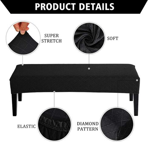 Balana Jacquard Dining Room Bench Covers, Stretch Spandex Upholstered Slipcover, Anti-Dust Removable Washable Seat Protector for Living Room, Kitchen in Saudi Arabia