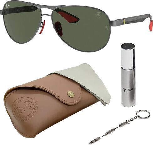 Ray-Ban RB8331M SCUDERIA FERRARI COLLECTION Pilot Shaped Sunglasses for Men & Women with Official RAYBAN Eyewear Kit in Kuwait