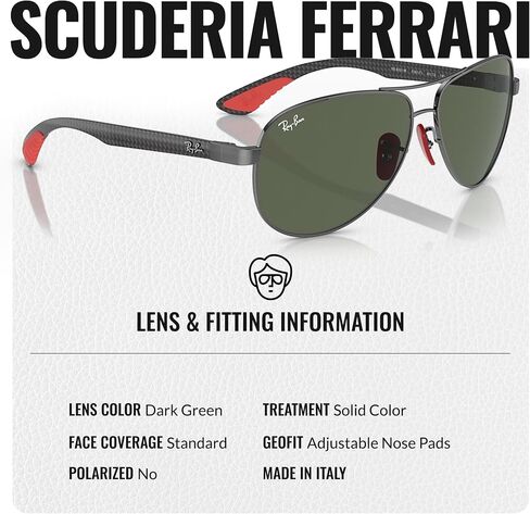 Ray-Ban RB8331M SCUDERIA FERRARI COLLECTION Pilot Shaped Sunglasses for Men & Women with Official RAYBAN Eyewear Kit in Kuwait