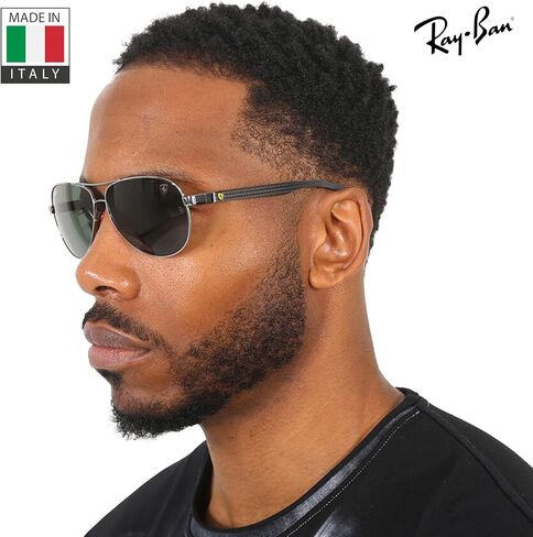 Ray-Ban RB8331M SCUDERIA FERRARI COLLECTION Pilot Shaped Sunglasses for Men & Women with Official RAYBAN Eyewear Kit in Kuwait