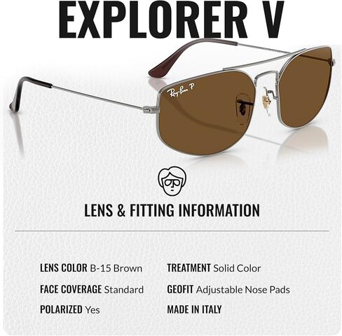Ray-Ban RB3845 EXPLORER V Square-Round Shaped Sunglasses for Men & Women with Official RAYBAN Eyewear Kit in Kuwait