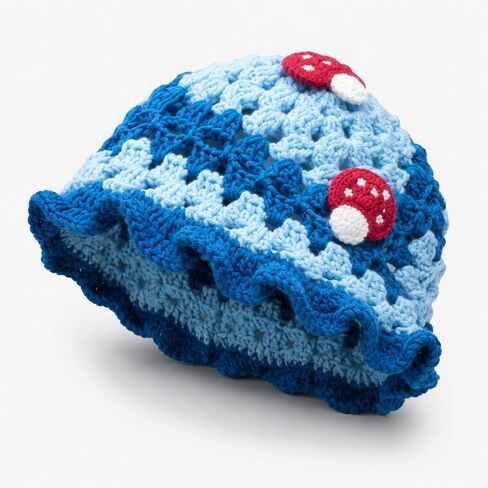 Mushroom Hat for Women Knit Bucket Hats with Mushroom Applique Handmade Crochet Hats for Halloween in Kuwait
