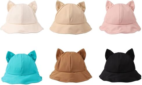 Cute Cat Ears Bucket Hat for Women Girls Fisherman Cap Outdoor Folding Sun Hat in Saudi Arabia