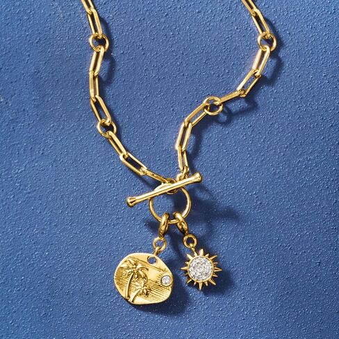 Ross-Simons 18kt Gold Over Sterling Tropical Charm With Single Diamond in Kuwait