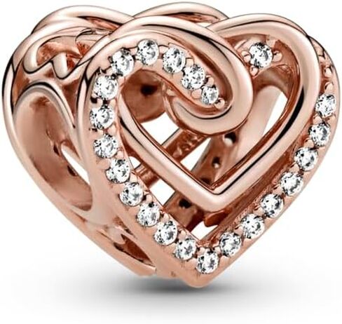 PANDORA Sparkling Entwined Hearts Charm Bracelet Charm Moments Bracelets - Stunning Women's Jewelry - Gift for Women - Made Rose & Cubic Zirconia in Kuwait