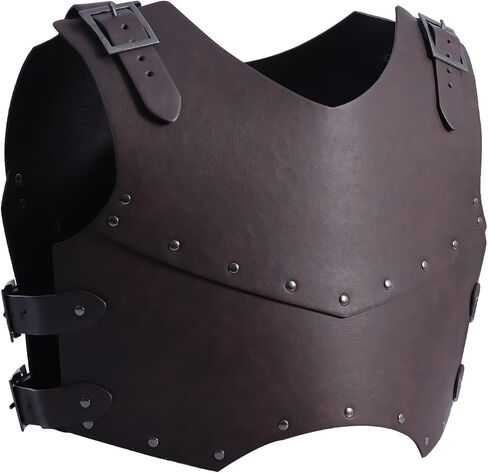 Medieval Knight Leather Chest Armor, Adjustable Viking Faux Leather Shoulder Armor Archer Vest Armour for Cosplay in Kuwait