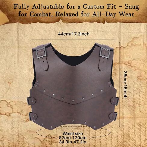 Medieval Knight Leather Chest Armor, Adjustable Viking Faux Leather Shoulder Armor Archer Vest Armour for Cosplay in Kuwait