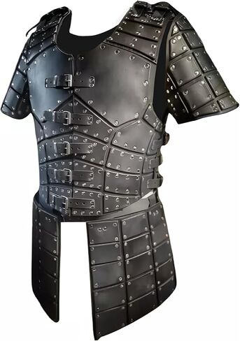 KAMSEE Medieval Leather Armor Breastplate, Renaissance Viking Costume with Shoulder Guard and Tasset, Black in Saudi Arabia