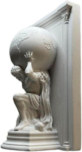 Atlas Holding World Greek God Bookend, Atlas Holding Up World Statue, Atlas Plaster Statue, Greek Mythology Bust Sculpture Decor, Creative Ornament for Home Office in Saudi Arabia
