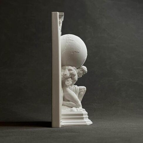 Atlas Holding World Greek God Bookend, Atlas Holding Up World Statue, Atlas Plaster Statue, Greek Mythology Bust Sculpture Decor, Creative Ornament for Home Office in Saudi Arabia