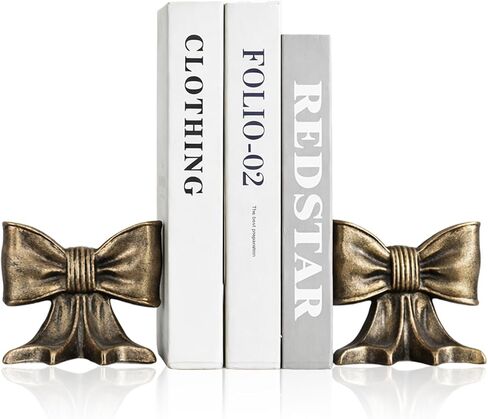 Metal Bookends Set of 2, Heavy Duty Book Ends for Heavy Books, Gold Decorative Bookends for Shelves Desk Office Home Decor in Saudi Arabia