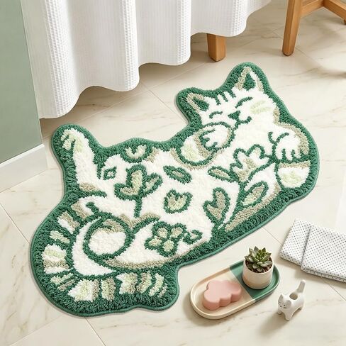 Cute Cat Bath Mat - Fun Bathroom Rug for Cat Lovers, Cute Bathroom Decor, Soft Absorbent Microfiber Bath Rug, Machine Washable Funny Bath Mat with Non Slip Rubber Backing (31.5" x 21.6") in Saudi Arabia