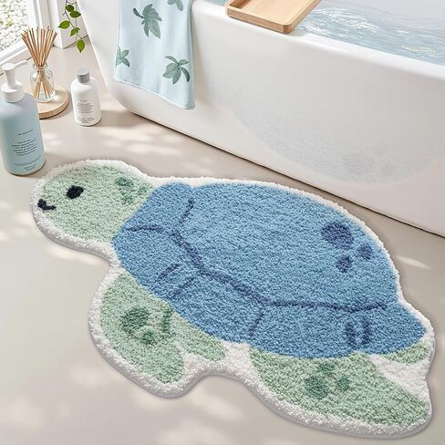 LUMI Cute Animal Bathroom Rugs, Plush Absorbent Bath Mats for Bathroom, Non-Slip Backing Washable Bath Mat, Ideal for Shower Sink Bathtub Room Decor, 20"x33", Blue Sea Turtle in Saudi Arabia