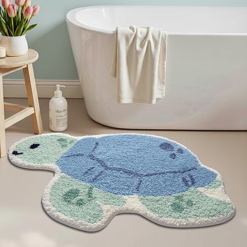 LUMI Cute Animal Bathroom Rugs, Plush Absorbent Bath Mats for Bathroom, Non-Slip Backing Washable Bath Mat, Ideal for Shower Sink Bathtub Room Decor, 20"x33", Blue Sea Turtle in Saudi Arabia