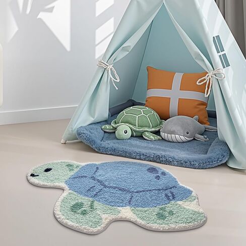 LUMI Cute Animal Bathroom Rugs, Plush Absorbent Bath Mats for Bathroom, Non-Slip Backing Washable Bath Mat, Ideal for Shower Sink Bathtub Room Decor, 20"x33", Blue Sea Turtle in Saudi Arabia