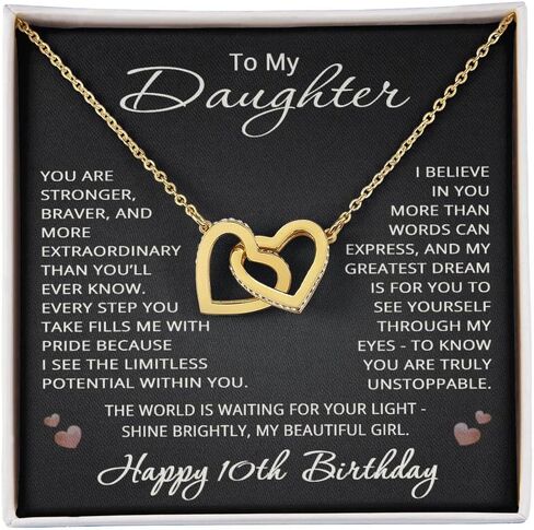 10th Birthday Gifts from Mom Dad for Daughter 10th Birthday Necklace Heart Pendant Jewelry 10 Years Old Birthday 14k White Gold Finish Standard Box in Kuwait